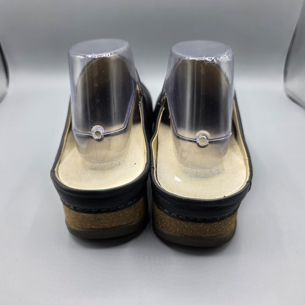 Dansko Mariella‎ Clogs Womens 41 Black Leather Mules Slip On Comfort Shoes Cork - Picture 5 of 14